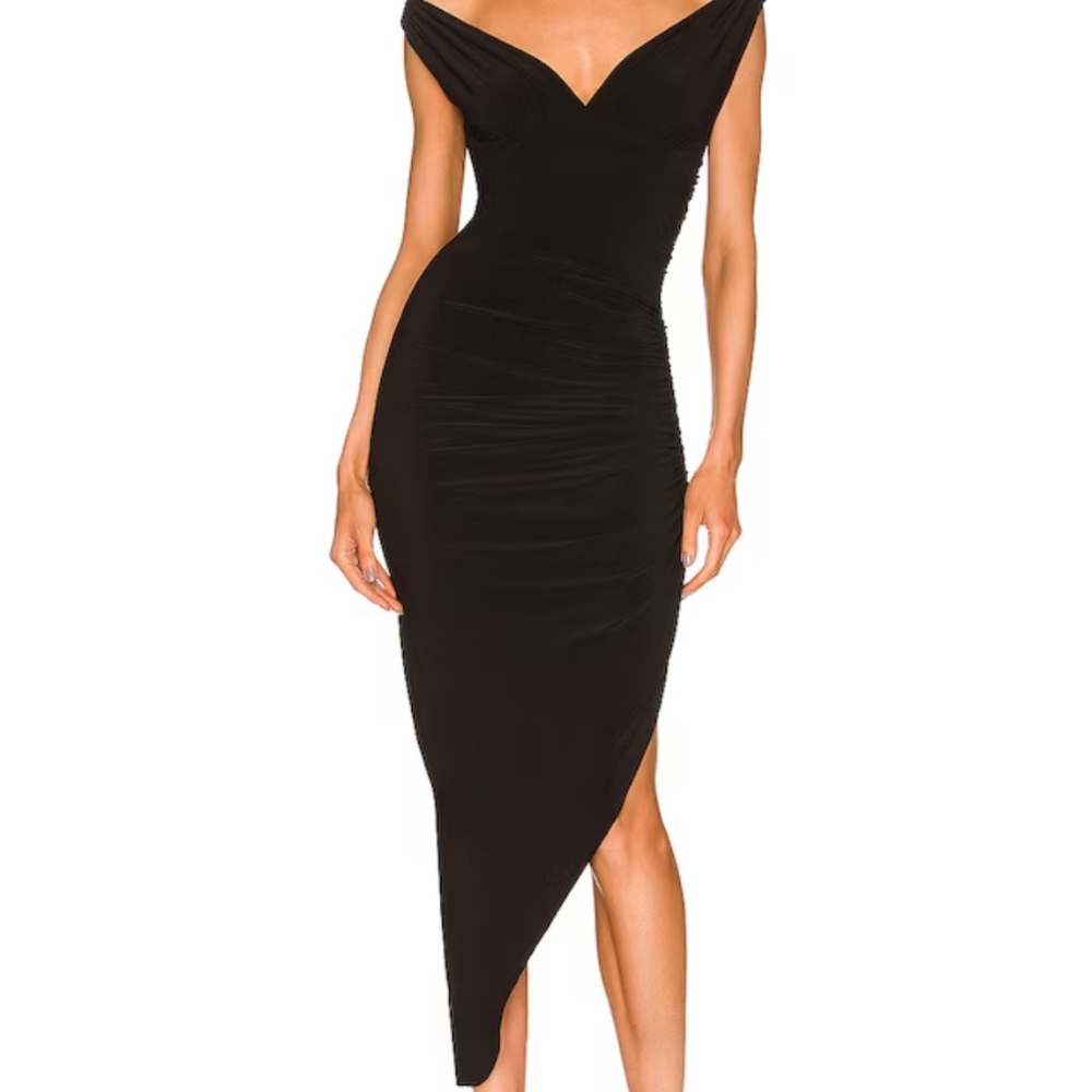 Norma Kamali Tara Side Drape Gown in Black